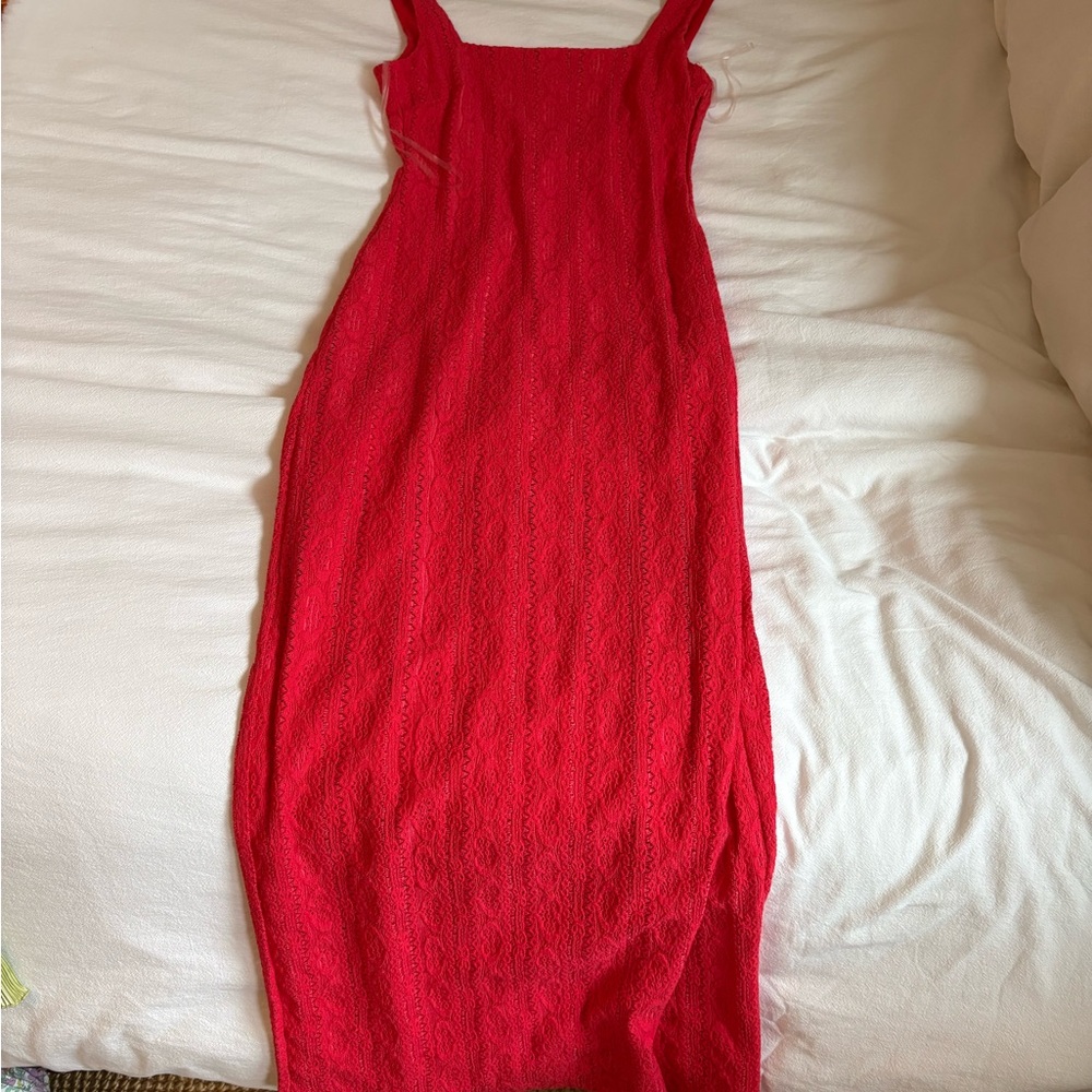 Le Lis Red Lace Slip Dress - Women's Bodycon Maxi